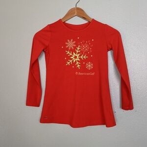 American Girl 2-piece plaid snow flake pajamas S 7/8